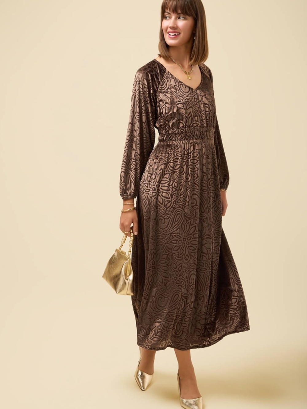 Fiona Midi Dress Etta Velvet Burnout